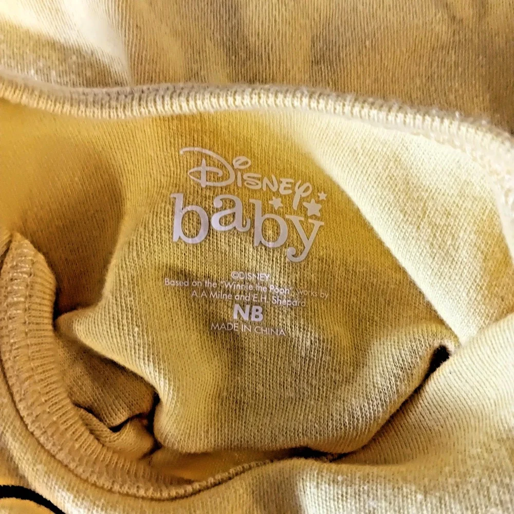 Disney Baby Winnie The Pooh Eeyore Bodysuits 4‎ Pack Lot NB Newborn Yellow Blue